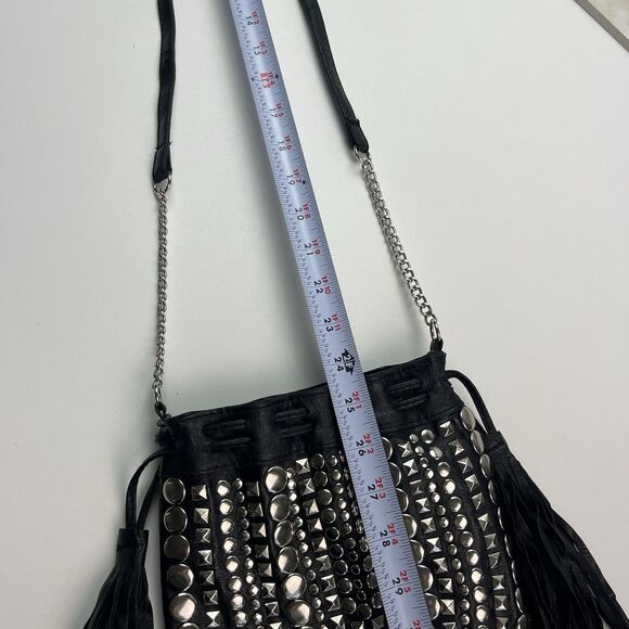 Studded Tassel Crossbody Bag Faux Leather Boho Indie Western Grunge Festival - Picture 9 of 11